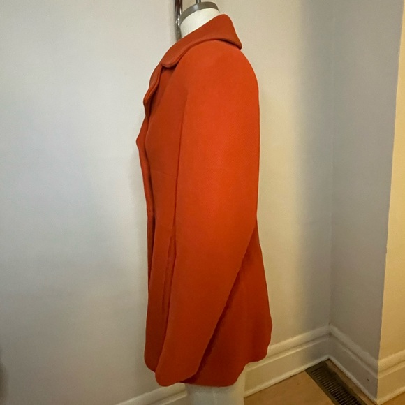 SOLD EUC Talbots Tailored Orange Wool Double Breasted Peacoat, women’s size 8 - Picture 5 of 8
